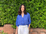 Load image into Gallery viewer, Fine Linen Balloon Sleeve Blouse Royal Blue
