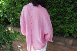 Load image into Gallery viewer, Fine Linen Balloon Sleeve Button Blouse Hot Pink
